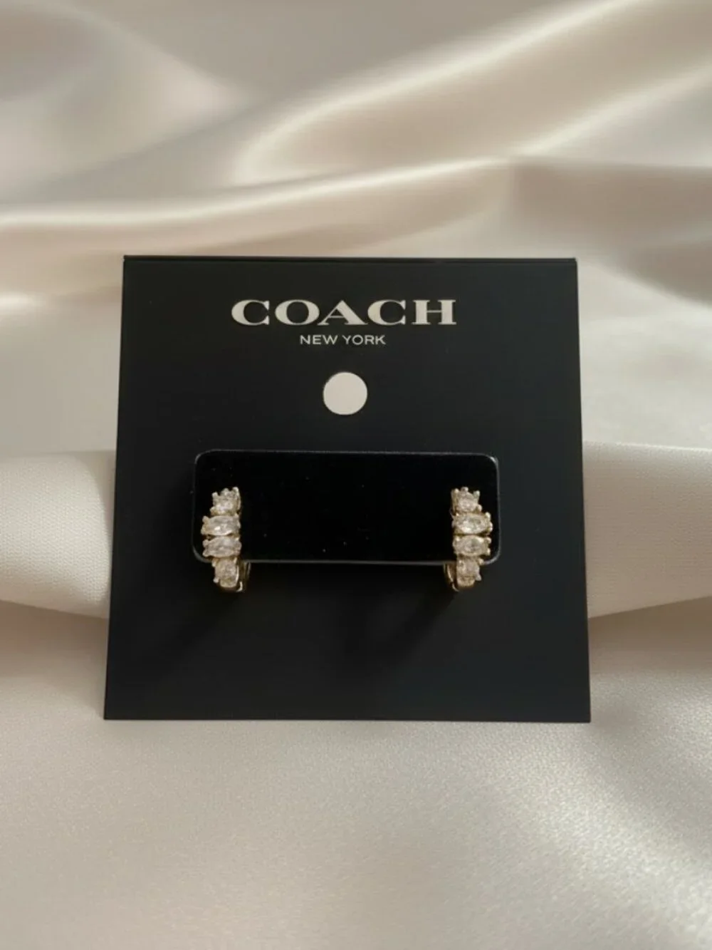 Coach Small Hoop Crystal Earrings - NWT - Picture 1 of 3